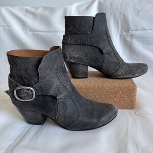 Calleen Cordero Gray Suede Ankle Boots Buckle Detail